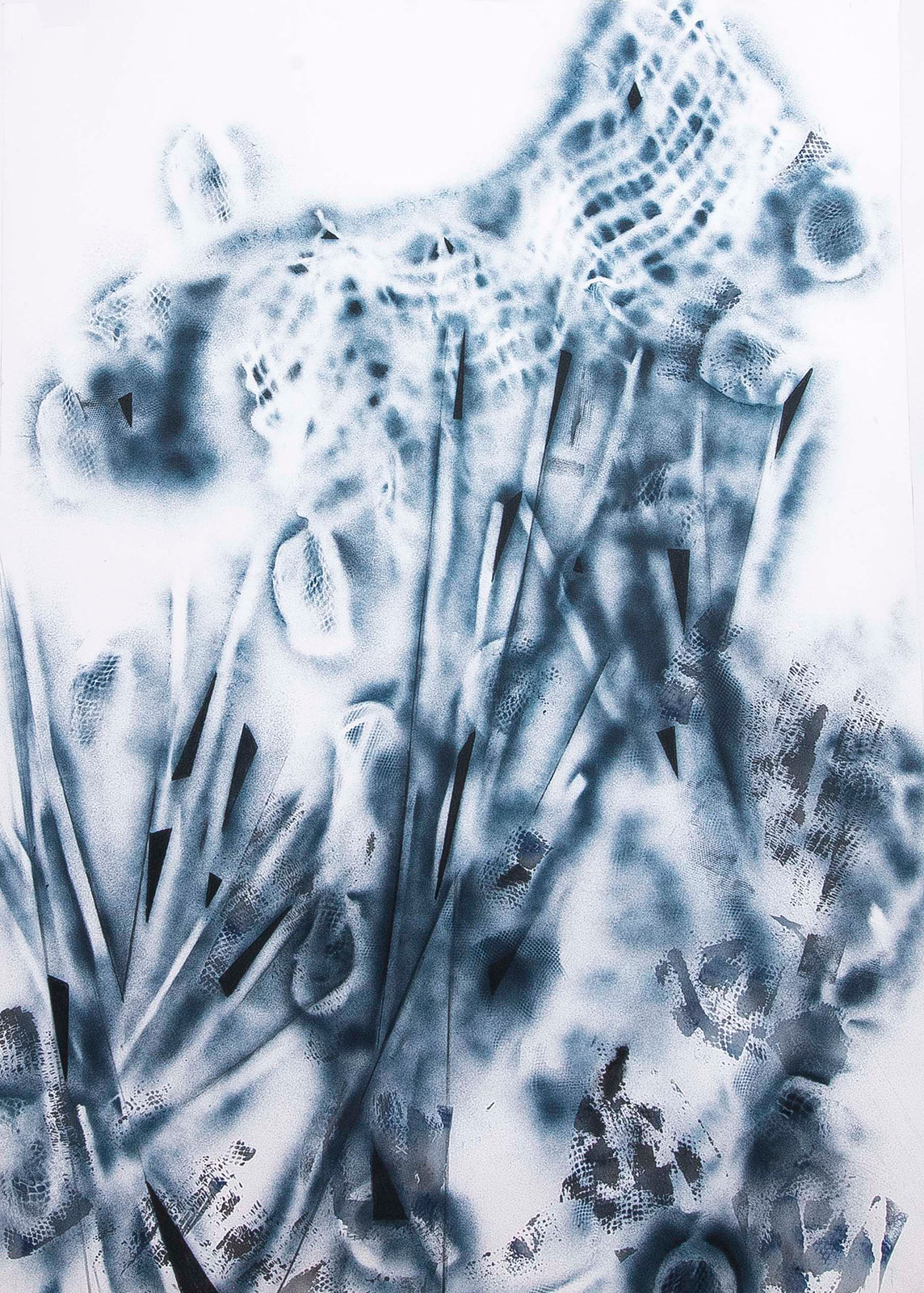 Dandelion | Acryl spray en houtskool op papier, 130 x 180